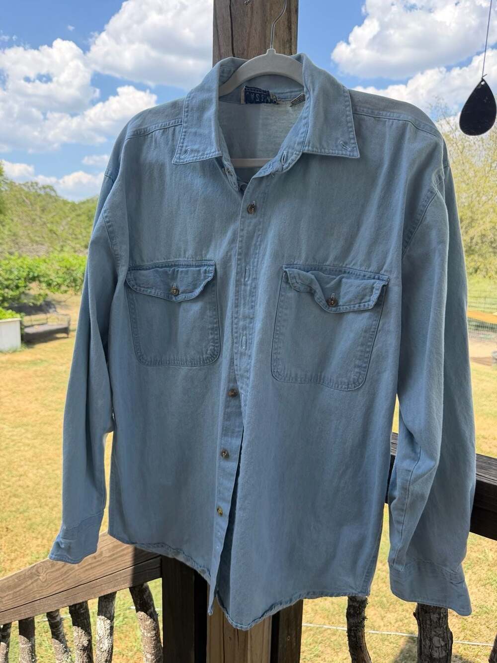 Vintage Jazzman Sportswear Light Wash Denim Long Sleeve Button-Down Shirt